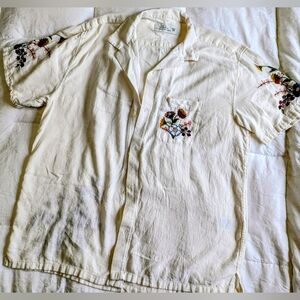 the A & F Summer Linen Blend Button Up Shirt Men's XLT